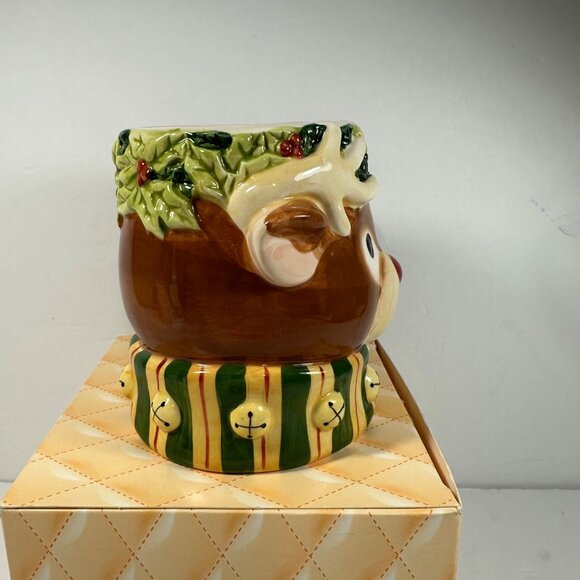 Hand-Painted Ceramic Reindeer Festive Holiday Mug By Susan Winget 14oz Christmas - Picture 5 of 7
